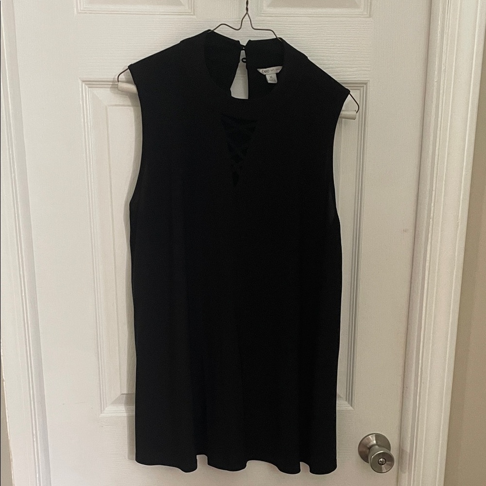 Cato Black Sleeveless Blouse with Cut-Out Detail